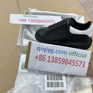qiqiyg.com Alexander McQueen Oversized Black Leather Sneakers with White Croc-Embossed Heel - 2026 Quiet Luxury Investment Piece | Must-have Designer Footwear